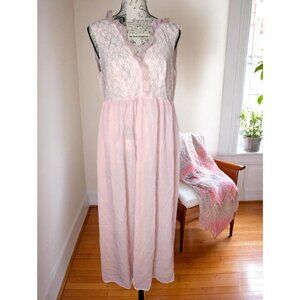 Vintage Kayser Bondor Pink Nightgown, Size Small Sheer Lace, Ruffle, Romantic